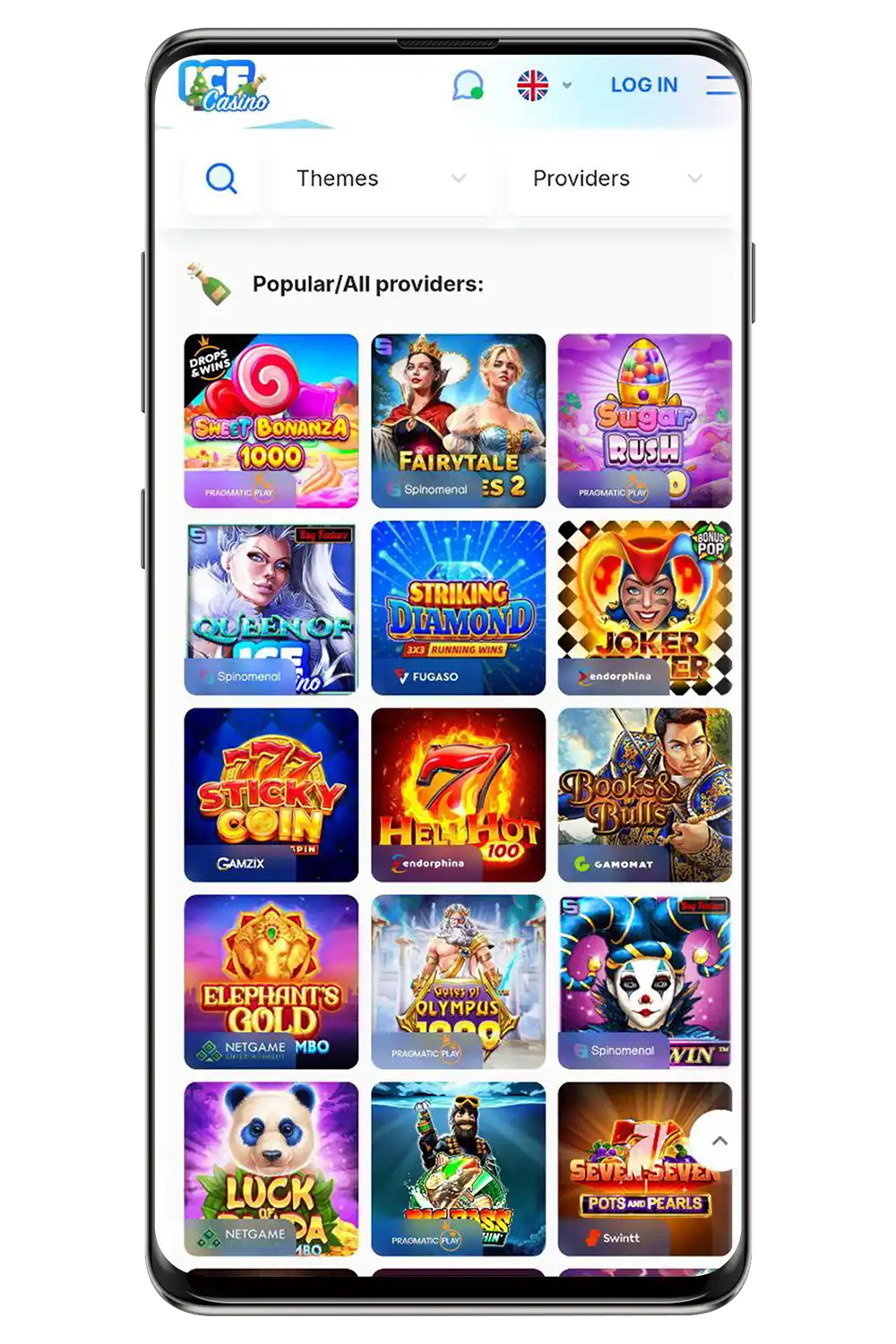 Skjermbilde av den offisielle nettsiden til ICE Casino